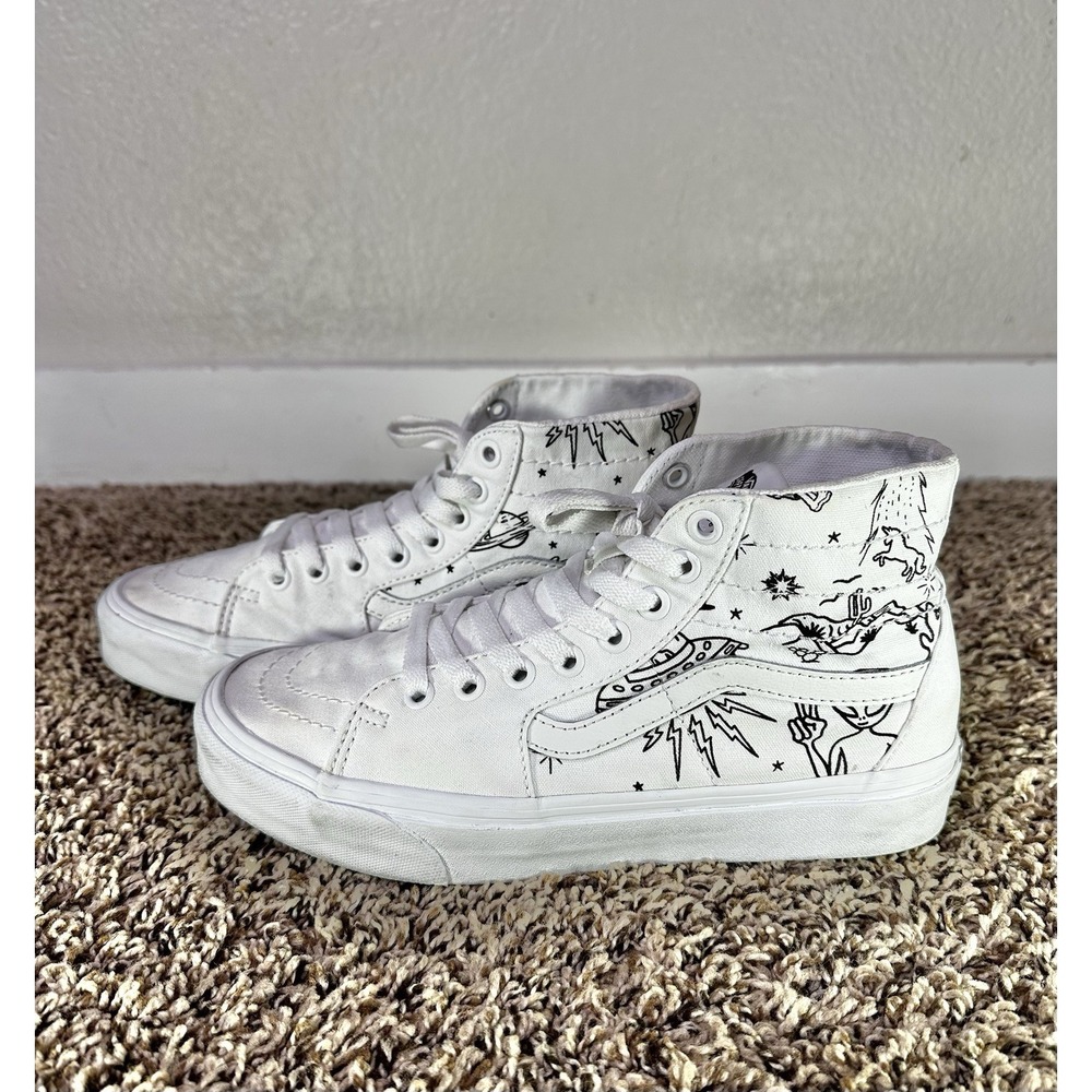 Vans SK8-Hi U-Paint Space Aliens Spaceships Skate Shoes Women's Size 8 Sneaker